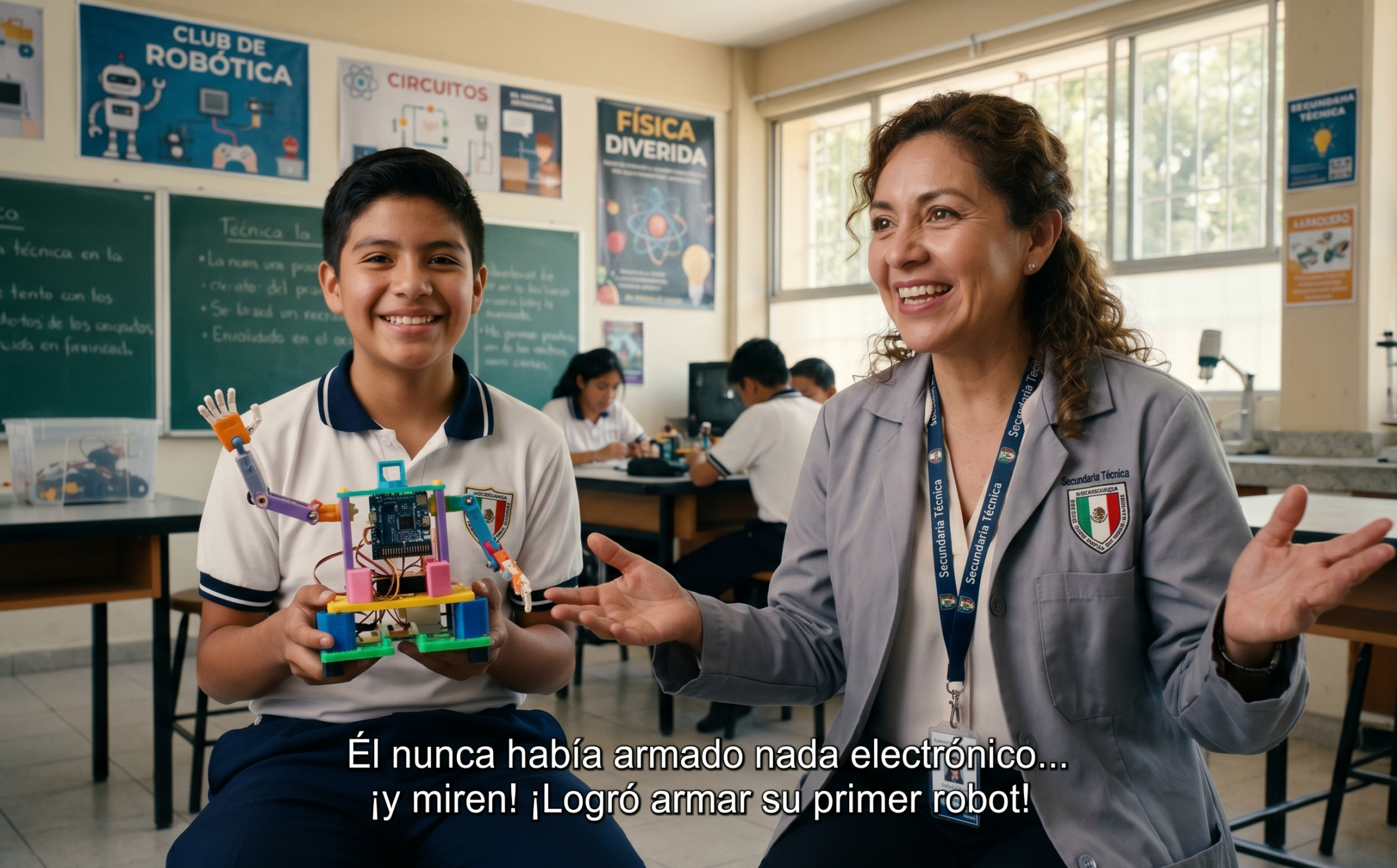 maestra de ciencias con alumno